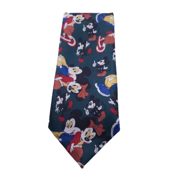 Albeari Mickey and Minnie Mouse Green Vintage Tie - Picture 1 of 6